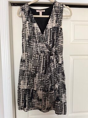 Forever 21 Black and Cream Abstract Wrap Mini Dress